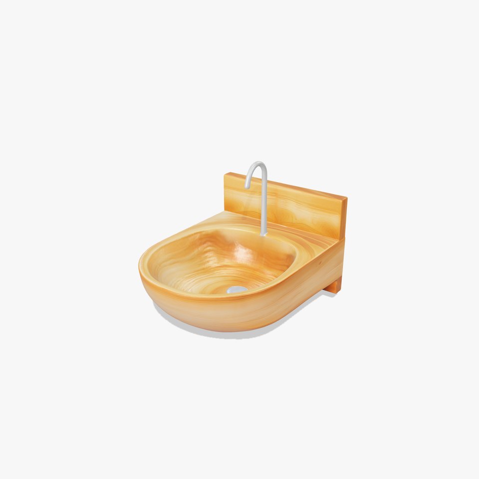 Wooden Bathroom Sink Smooth Basin Model Pack
